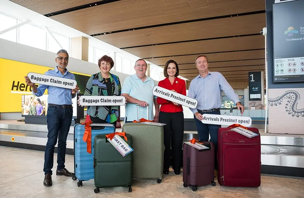 Sunshine Coast Airport unveils a much bigger arrivals hall and a 92-metre baggage belt