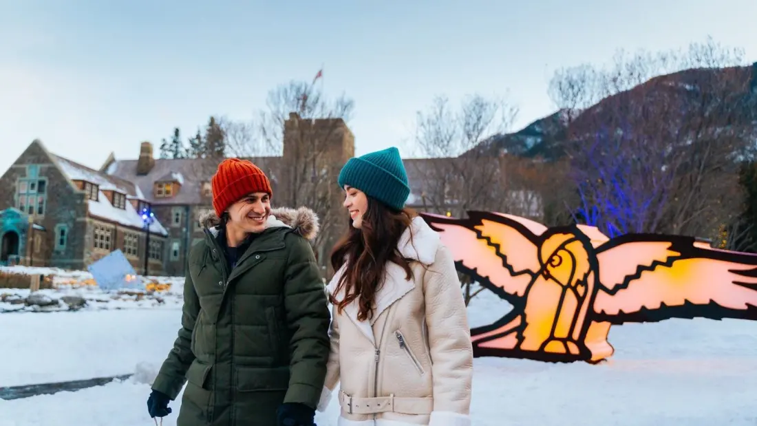 Banff's free Christmas light trail with giant wildlife sculptures returns for winter 2026