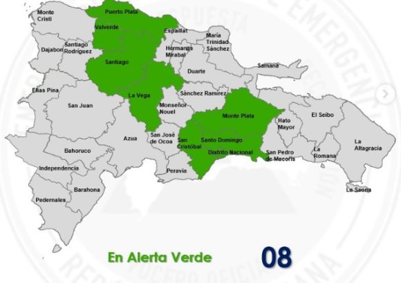 Eight Dominican provinces, including Santo Domingo, on green alert as heavy rain moves in