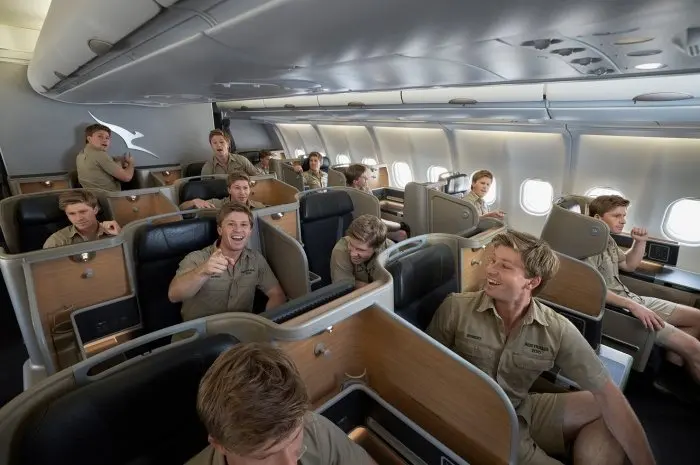 Qantas enlists Robert Irwin (times three) to sell the trip to Australia