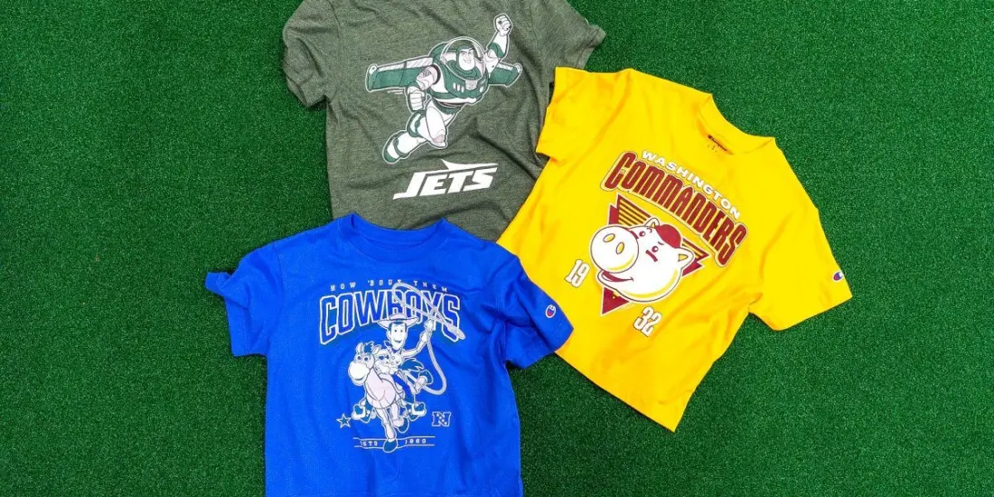 Disney x NFL x Champion: Woody for the Cowboys, Simba for the Lions