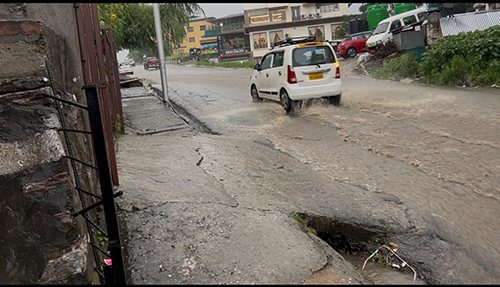 Monsoon overflows test Thimphu's drains along the busy Changzamtog stretch