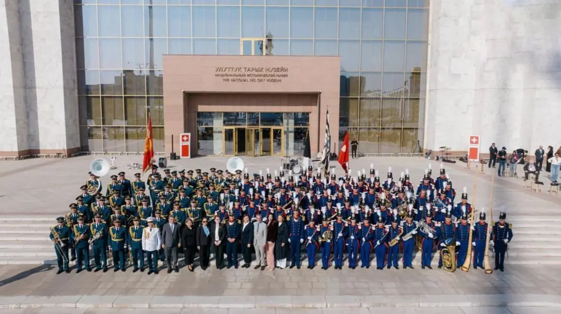 Bishkek gets a taste of the Alps as Kyrgyz and Swiss military bands march together