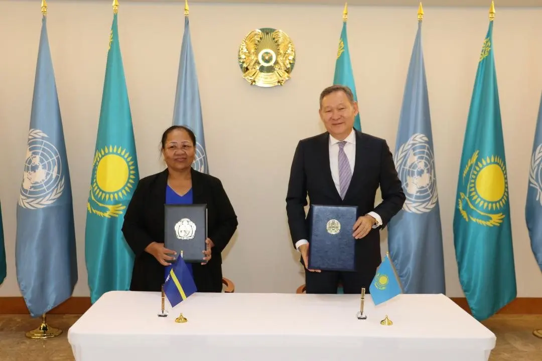 Kazakhstan ticks off its final UN relationship, signing ties with tiny Nauru