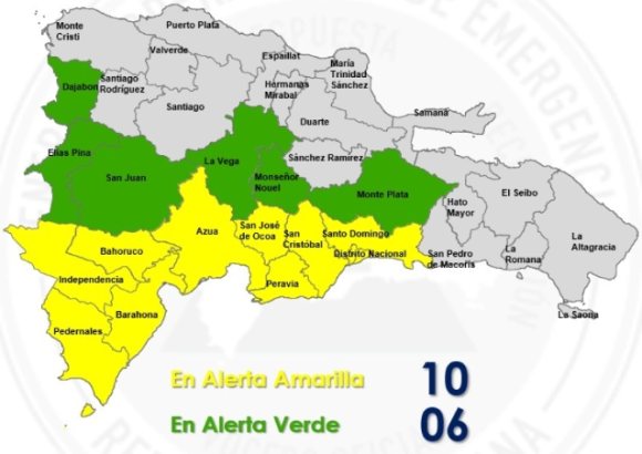 Dominican Republic puts 10 provinces on yellow alert as heavy rains move in