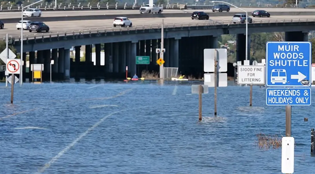 Super El Niño Floods Marin County — and Kayakers Are Paddling the Bike Path